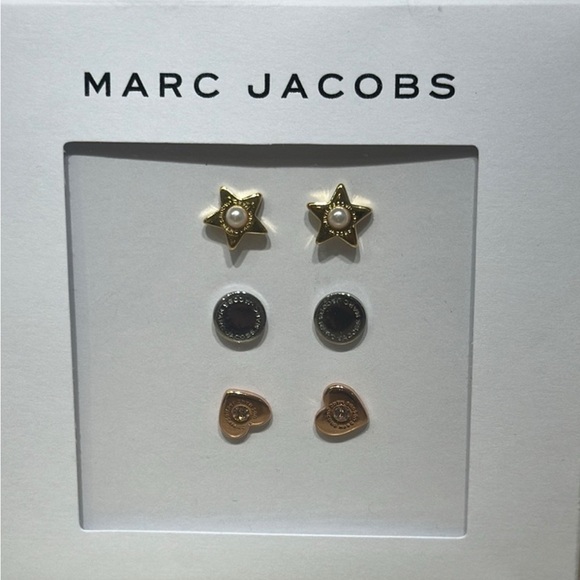 Marc Jacobs  Star, Circle, & Heart Post Earrings Set - Gold, Silver, Rose Gold - Picture 1 of 5